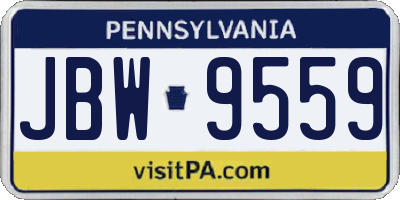 PA license plate JBW9559