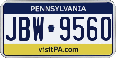 PA license plate JBW9560