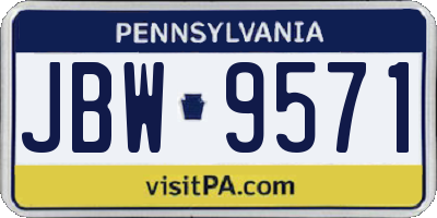 PA license plate JBW9571