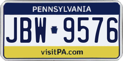 PA license plate JBW9576