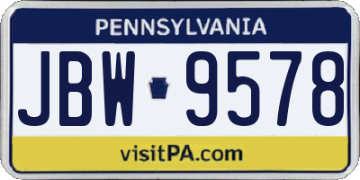 PA license plate JBW9578