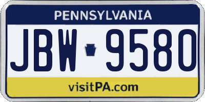 PA license plate JBW9580