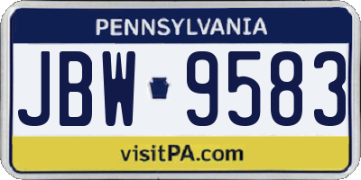 PA license plate JBW9583