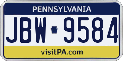 PA license plate JBW9584