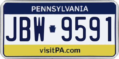 PA license plate JBW9591