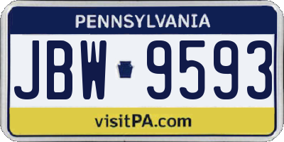 PA license plate JBW9593