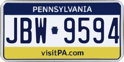 PA license plate JBW9594