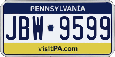PA license plate JBW9599