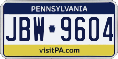 PA license plate JBW9604
