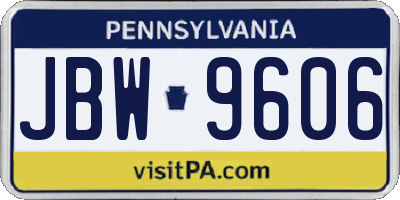 PA license plate JBW9606