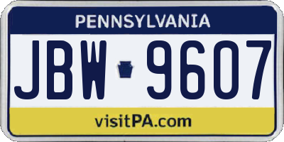 PA license plate JBW9607