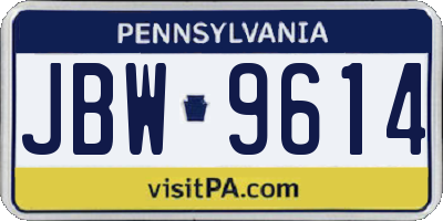 PA license plate JBW9614