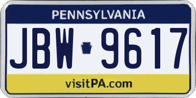 PA license plate JBW9617