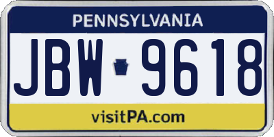 PA license plate JBW9618