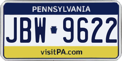 PA license plate JBW9622