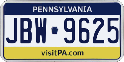 PA license plate JBW9625