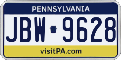 PA license plate JBW9628