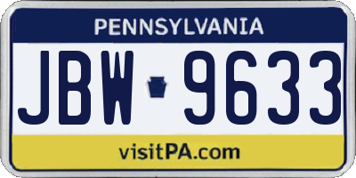 PA license plate JBW9633