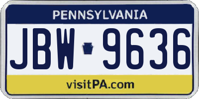 PA license plate JBW9636