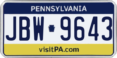 PA license plate JBW9643