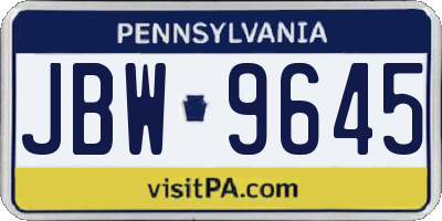 PA license plate JBW9645