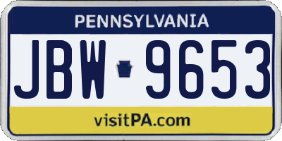 PA license plate JBW9653