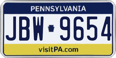PA license plate JBW9654