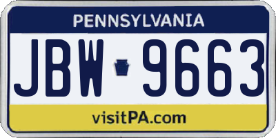 PA license plate JBW9663