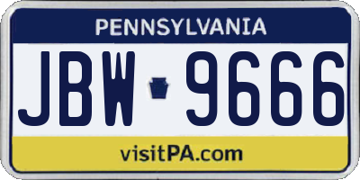 PA license plate JBW9666
