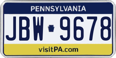 PA license plate JBW9678