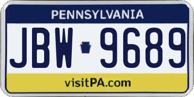 PA license plate JBW9689
