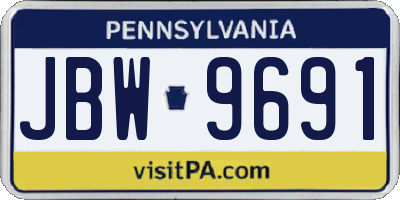 PA license plate JBW9691