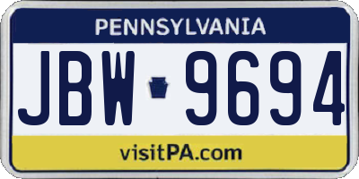 PA license plate JBW9694