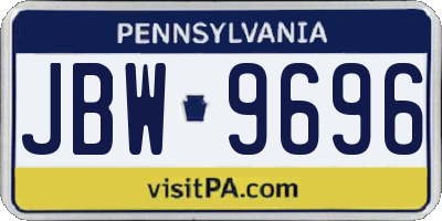 PA license plate JBW9696