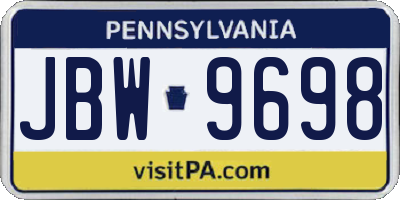 PA license plate JBW9698