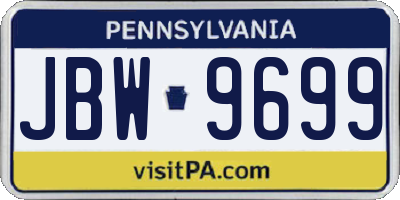 PA license plate JBW9699