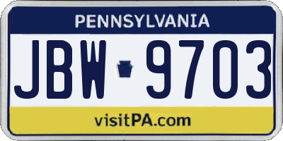 PA license plate JBW9703
