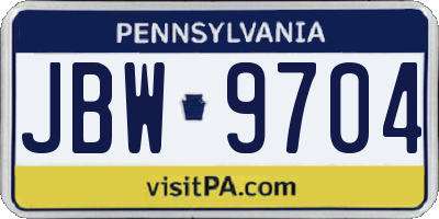 PA license plate JBW9704
