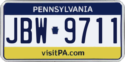 PA license plate JBW9711
