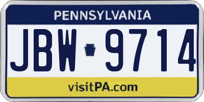 PA license plate JBW9714