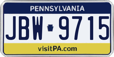 PA license plate JBW9715