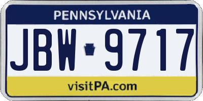 PA license plate JBW9717