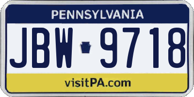 PA license plate JBW9718