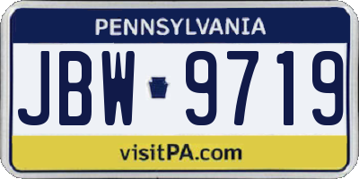 PA license plate JBW9719