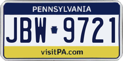 PA license plate JBW9721