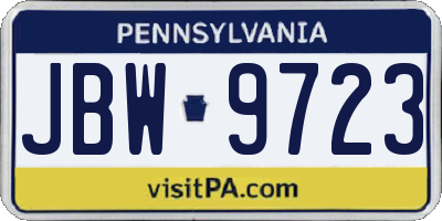 PA license plate JBW9723