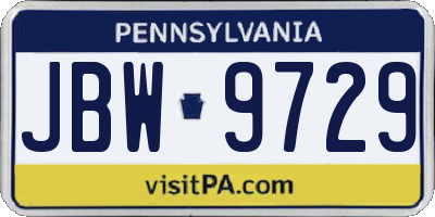 PA license plate JBW9729