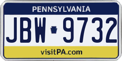 PA license plate JBW9732