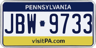 PA license plate JBW9733