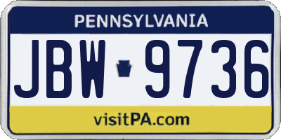 PA license plate JBW9736